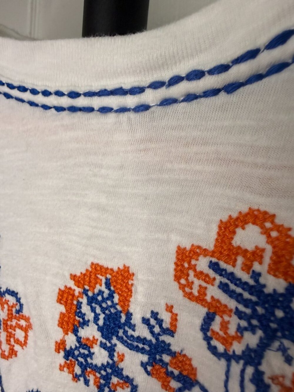 Pilcro/Anthropologie "Meet Me Seaside" Embroidered Tee – M- White/Blue- MSRP $68 - Picture 8 of 16